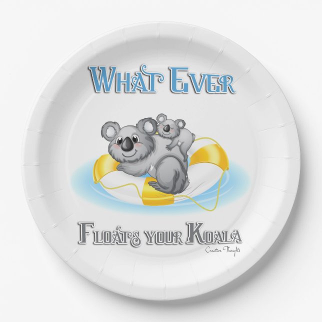 CUTE Whatever Floats your Koala Paper Plate (Front)