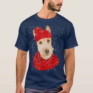 Cute Wheaten Scottish Terrier Dog Xmas Hat Scarf  T-Shirt