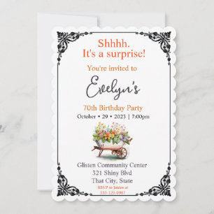 Cute wheelbarrow surprise birthday invitation