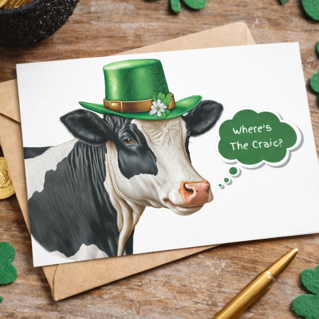 Cute Where's The Craic St. Patrick's Day Holiday Postcard (Creator Uploaded)