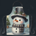Cute whimiscal Christmas/winter snowman Apron<br><div class="desc">cute</div>