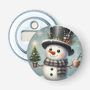 Cute whimiscal Christmas/winter snowman Bottle Opener