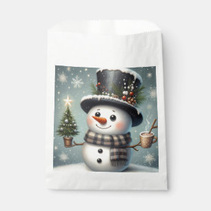 Cute whimiscal Christmas/winter snowman Favour Bag