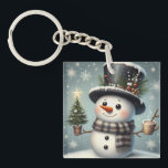 Cute whimiscal Christmas/winter snowman Key Ring<br><div class="desc">cute</div>
