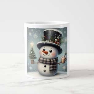 Cute whimiscal Christmas/winter snowman Large Coffee Mug
