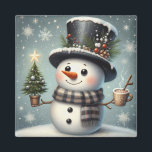 Cute whimiscal Christmas/winter snowman Magnet<br><div class="desc">cute</div>