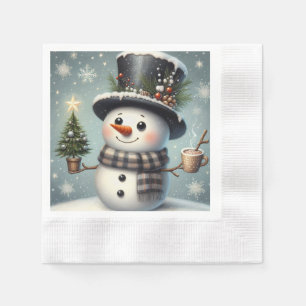 Cute whimiscal Christmas/winter snowman Napkin