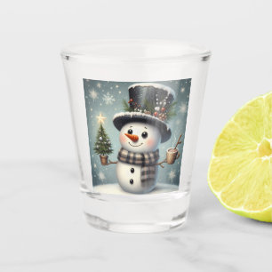 Cute whimiscal Christmas/winter snowman Shot Glass