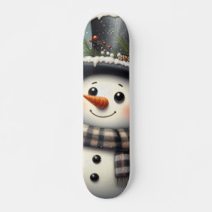 Cute whimiscal Christmas/winter snowman Skateboard
