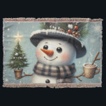 Cute whimiscal Christmas/winter snowman Throw Blanket<br><div class="desc">cute</div>