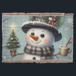 Cute whimiscal Christmas/winter snowman Throw Blanket<br><div class="desc">cute</div>