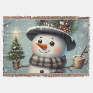 Cute whimiscal Christmas/winter snowman Throw Blanket