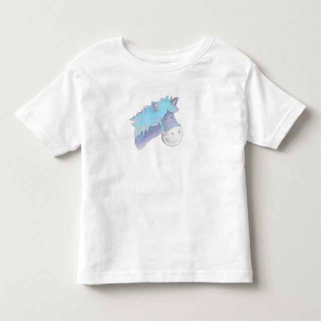 Cute whimiscal painted blue Pony Toddler T-Shirt (Front)