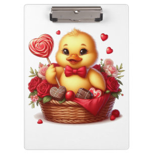 Cute/Whimisical Valentine's day duck Clipboard