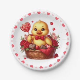 Cute/Whimisical Valentine's day duck Paper Plate