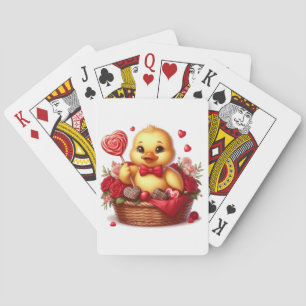 Cute/Whimisical Valentine's day duck Playing Cards