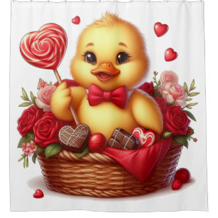 Cute/Whimisical Valentine's day duck Shower Curtain