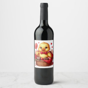 Cute/Whimisical Valentine's day duck Wine Label