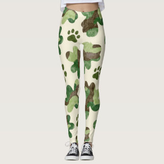 Cute Whimsical Animal Camouflage Seamless Pattern Leggings