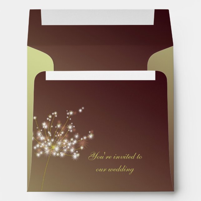 Cute Whimsical Autumn Dandelion Wedding Envelope (Back (Bottom))