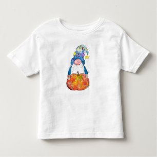 Cute Whimsical Autumn Gnome with Pumpkin Toddler T-Shirt