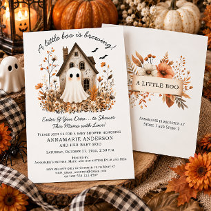 Cute Whimsical Baby Boo is Brewing Baby Shower Invitation