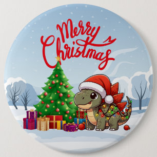 Cute/Whimsical baby Christmas dino 6 Cm Round Badge