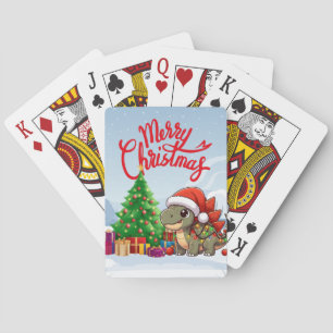 Cute/Whimsical baby Christmas dino Playing Cards