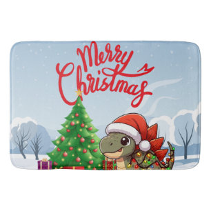 Cute/Whimsical baby Christmas stegosaurus Bath Mat