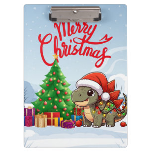 Cute/Whimsical baby Christmas stegosaurus  Clipboard