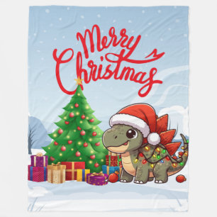 Cute/Whimsical baby Christmas stegosaurus  Fleece Blanket