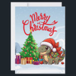 Cute/Whimsical baby Christmas stegosaurus  Holiday Card<br><div class="desc">starry eyed</div>