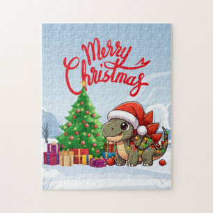 Cute/Whimsical baby Christmas stegosaurus Jigsaw Puzzle