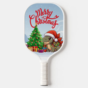 Cute/Whimsical baby Christmas stegosaurus Pickleball Paddle