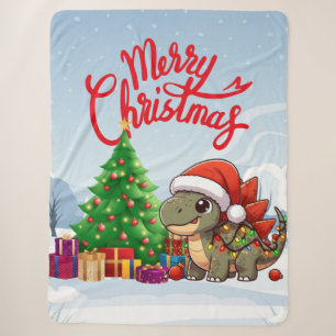 Cute/Whimsical baby Christmas stegosaurus  Sherpa Blanket