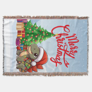Cute/Whimsical baby Christmas stegosaurus  Throw Blanket
