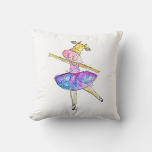 Cute Whimsical Ballerina Cow Cushion