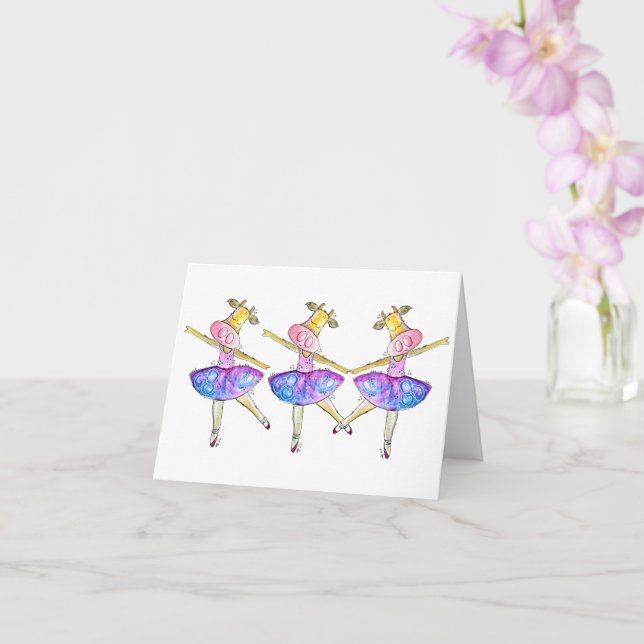Cute Whimsical Ballerina Cows Card (Orchid)