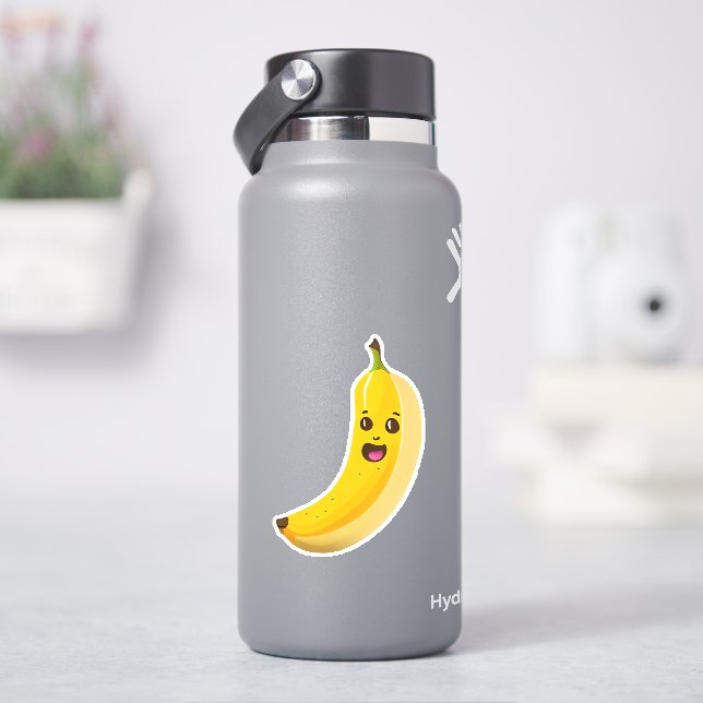 Cute whimsical banana cartoon sticker (HydroFlask)