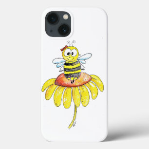 Cute Whimsical Bee on a Flower iPhone 13 Case