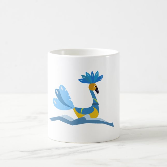 Cute Whimsical bird swimming in the water Coffee Mug (Center)