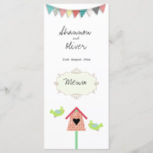 Cute Whimsical Birds And Birdhouse Menu