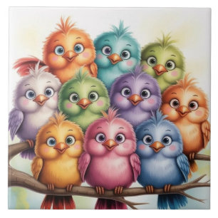 Cute Whimsical birds Ceramic Tile