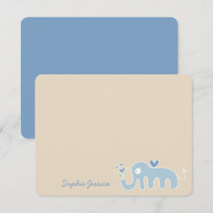 Cute Whimsical Blue Elephant Love Boy Baby Shower Thank You Card