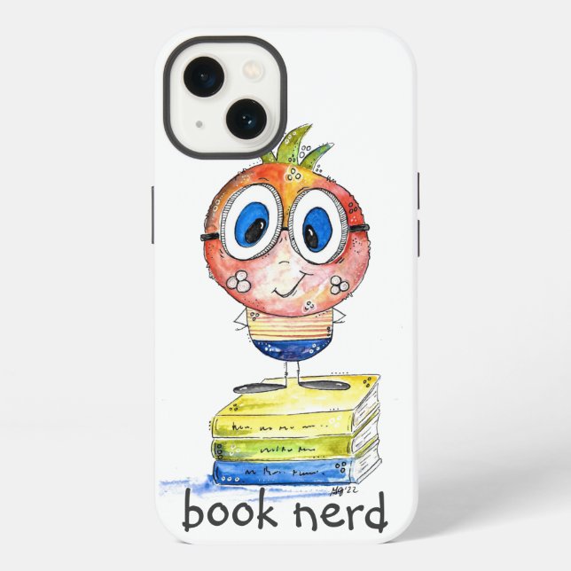 Cute whimsical Book Nerd iPhone Case (Back)
