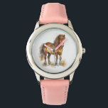 Cute Whimsical Brown Pony Horse Kids Watch<br><div class="desc">Cute kids watch with a watercolor drawing of a cute brown pony.</div>