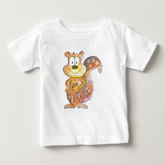 Cute Whimsical Brown Squirrel Baby T-Shirt (Front)