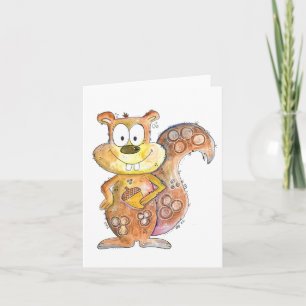 Cute Whimsical Brown Squirrel Card