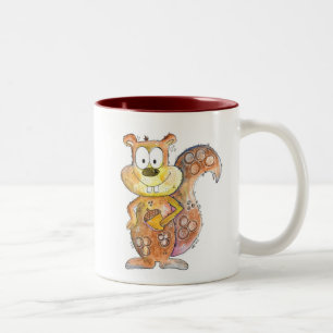 Cute Whimsical Brown Squirrel Two-Tone Coffee Mug