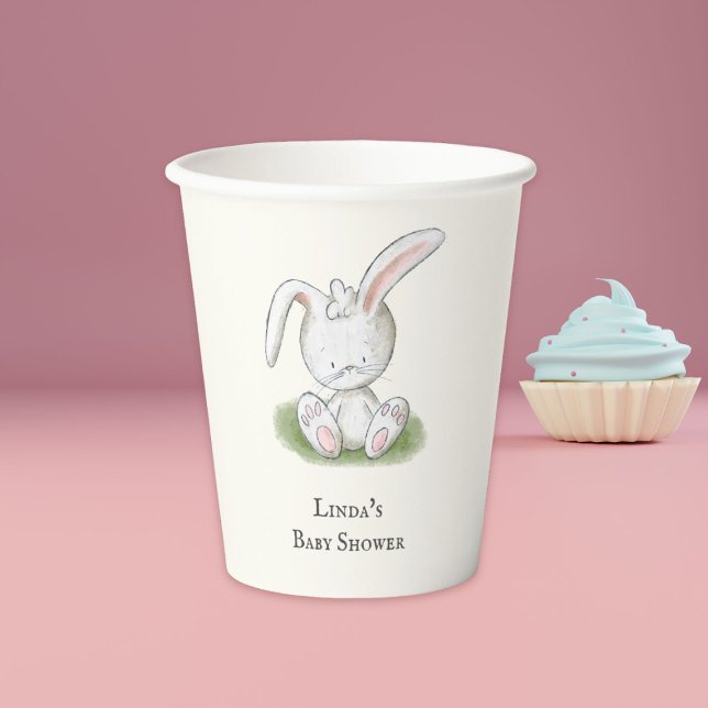 Cute Whimsical Bunny Baby Shower Paper Cups (Creator Uploaded)
